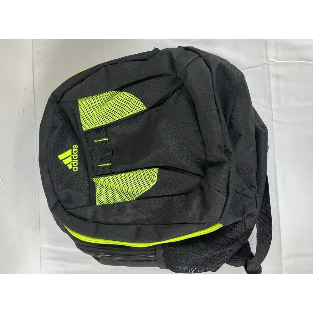 Adidas Backpack Black Neon Lime Green Mesh Pockets Padded Straps Sports School